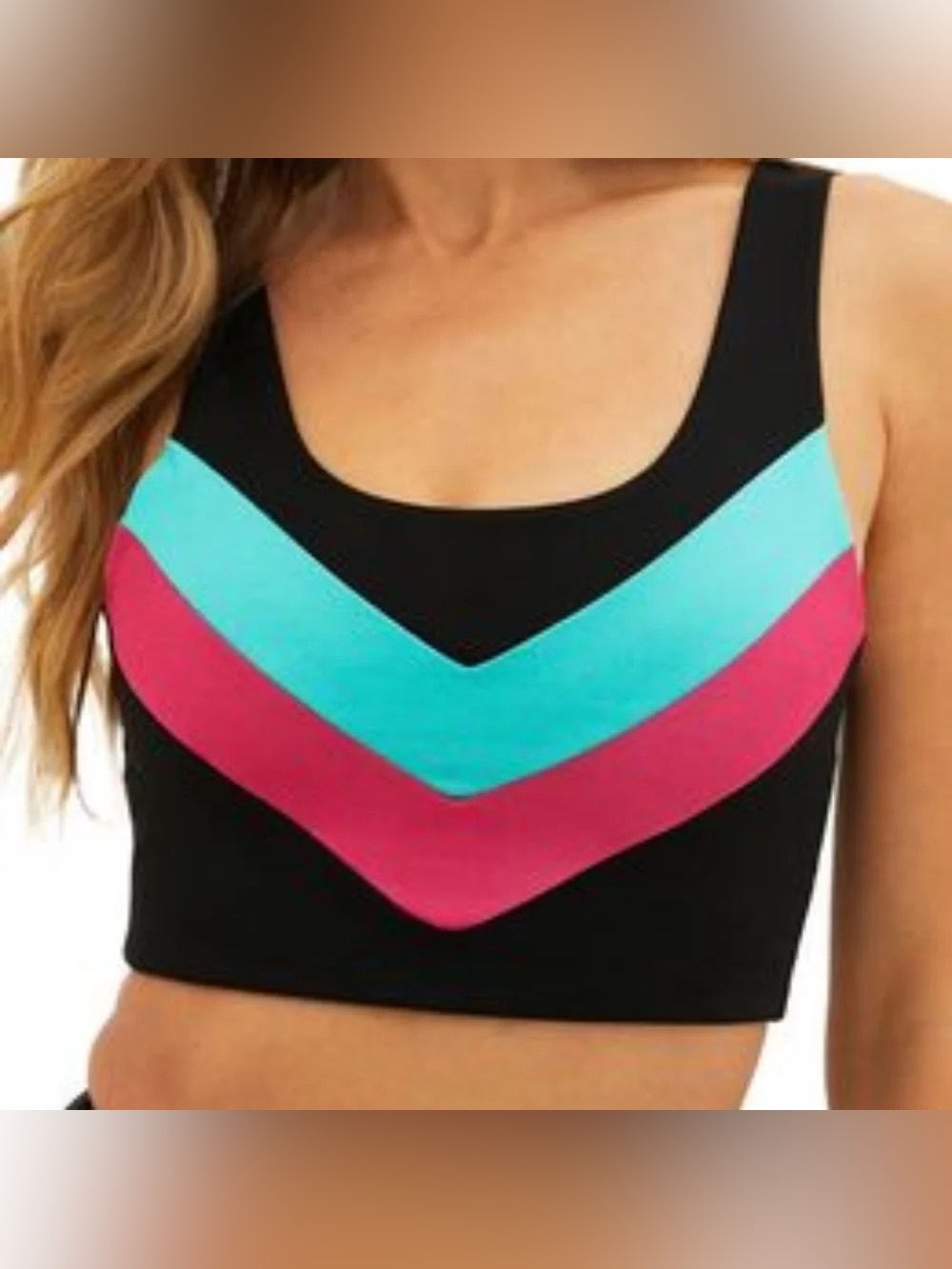 Beach Riot Chevron Colorblock Sports Bra